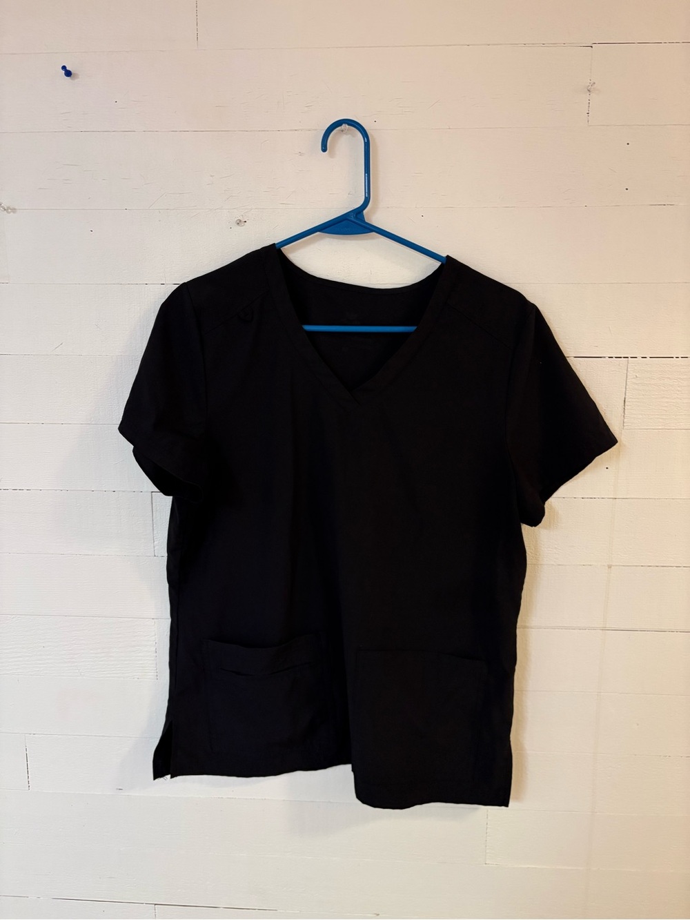 Natural Uniforms Black Scrub Top Size Medium V Neck Medical Workwear